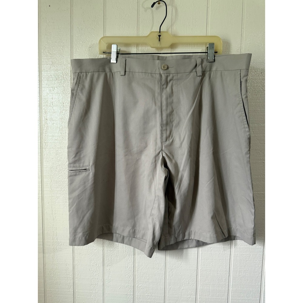 PGA Champions Tour Mens Tan Khaki Golf Shorts Size 40 Flat Front Pockets